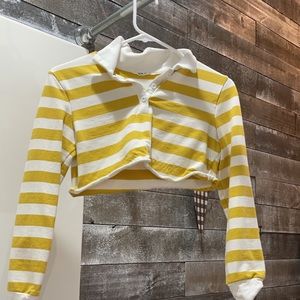 Yellow and white striped crop top